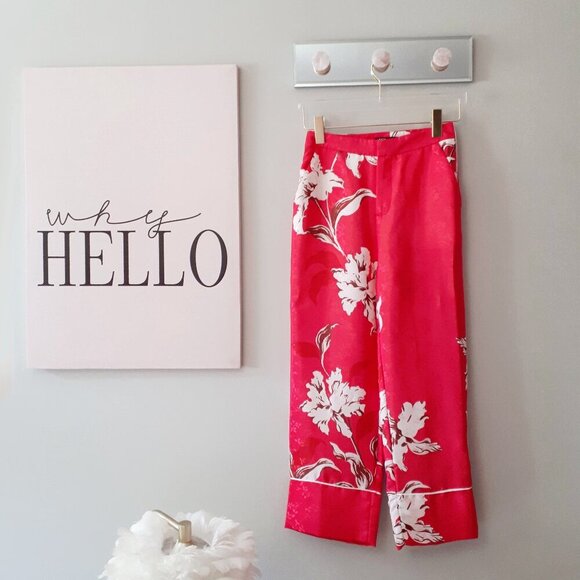 NWOT Zara pink floral print satin effect cropped pants, S - Picture 6 of 7